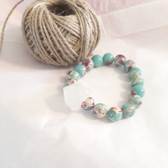 Raw Crystal Jasper Bead Boho Bracelet - Picture 3 of 4